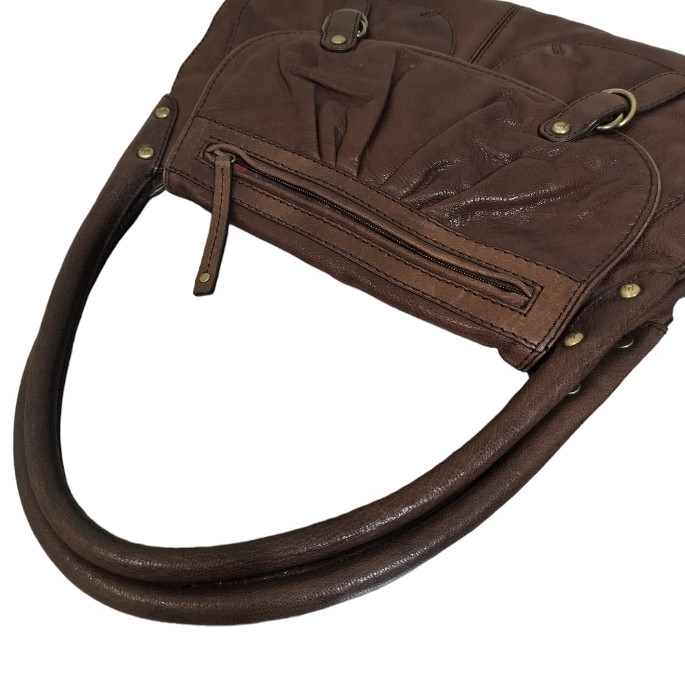 (1391) Gianni Bini Brown Leather Shoulder Purse - Picture 13 of 14